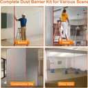 12ft Dust Barrier Poles (4 Packs) with 33x13ft Dust Barrier Sheeting and 2 Heavy Duty Zippers, Dust Containment Telescoping Pole Kit