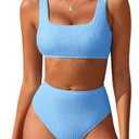 ANRABESS Women Swimsuits Two Piece Bikini Set High Waisted Ribbed Tummy Control Modest Bathing Suits 2025 Beach Swimwear, XL