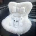 Doll Car Seat for 38 inch Figures, Fits Character Plushes, Blind Box Dolls & Vinyl Collectibles, Includes Air Vent Clip & Desktop Stand, Cute Car Ornament for Collectors (White)