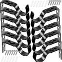 Frienda 12 Pcs Curtain Rod Brackets Adjustable Holder Wall for 1 Inch Diameter Curtain Rod General Bracket Hooks with Screws (Bright Black)