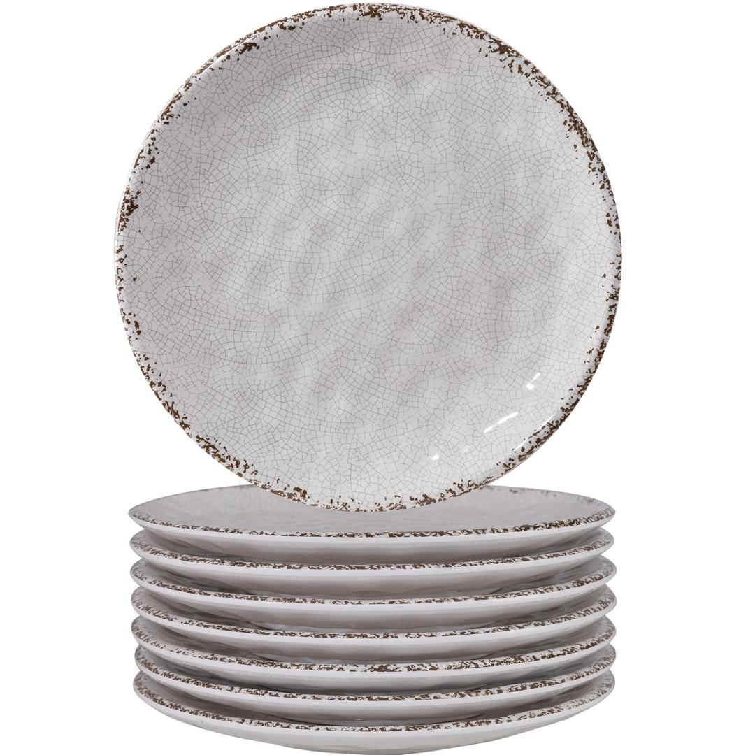 Farmhouse Melamine 6 Inch Appetizer plate, Small Serving Dinnerware/Snack/Party/Kitchen/Dinner/Dessert Plates, Set of 8, White