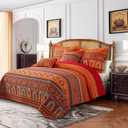 BEDIFANY Cotton Quilts Queen Size Set - Lightweight Bedspreads Queen Size - Soft Colorful Orange Quilted Quilt Bedding Sets (90 * 98 Inch) with 2 Pillow Shams for Bed Decoration Coverlet, 3 Pieces