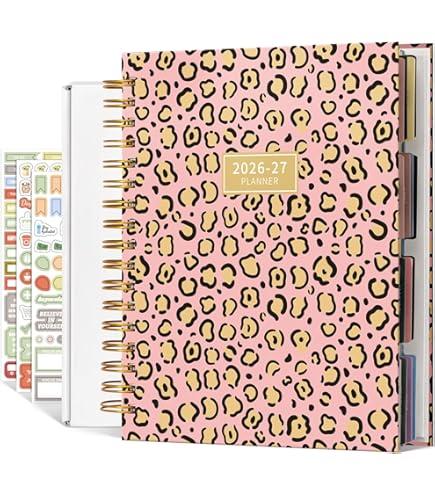 AIMPEAK 2026-2027 Large Planner, 18-Month Calendar Planners 2026-2027, 8"×10", Jan. 2026 - Jun. 2027, Spiral Bound with Stickers, Gift Box & Dividers, Leopard Print