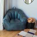 Big Joe Hug Bean Bag Chair, Basalt Blue, Vegan Suede, Kids and Teens, 3 feet
