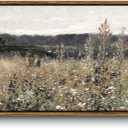 InSimSea Extra Large Framed Vintage Wall Art, Living Room Country Farmhouse Decor, Flower Meadow Landscape Paintings, Canvas Prints, Retro Scenery Long Pictures for Bedroom Above of Bed,12x36inch
