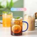 6 Pack Glass Coffee Mugs Set, Clear Coffee Cups with Colorful Handles, Tea Glasses, Drinking Glasses Perfect for Latte, Cappuccino, Tea, Juice
