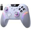 EasySMX X20 Wireless Gaming Controller with RGB Backlit, 2-Stage Hall Effect Stick, 1000Hz Polling Rate, 6-Axis Gyro on Multi-Platform, Mech Buttons- Compatible with PC/Switch/Steam/Android (white)