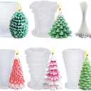 5 PCS 3D Christmas Tree Pine Cone Silicone Candle Soap Epoxy Resin Wax Mold Silicone Shapes Christmas Tree Mold For Candle Resin Soap Craft Cake Chocolate Making Kit Christmas Gift Decoration