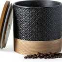 Coffee Storage Containers with Lids, Ceramic Coffee Container Kitchen Jars with Airtight Lid for Candy Spice Sugar Tea Bag, Decorative Kitchen Canisters for Countertop, Black & 42 fl.oz