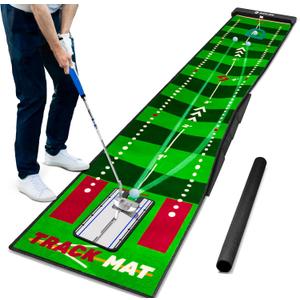 SAPLIZE Golf Putting Mat/Putting Green Mat - Adjustable Slope, Trajectory Tracking & Pong Game Modes | Indoor & Outdoor Use