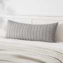 MIULEE Pack of 1 Light Grey Long Body Lumbar Decorative Throw Pillow Cover 14x36 Inch for Bed Couch Sofa Living Room Soft Boho Pillow Cover Modern Farmhouse Home Decor