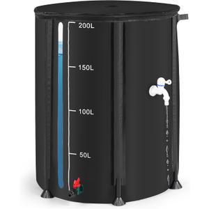 Collapsible Rain Barrel, Portable Rain Water Collection System Kit, 53 Gallon  Foldable Water Tank & Storage Reservoir with Spigot for Garden, Lawn, & Emergency Use