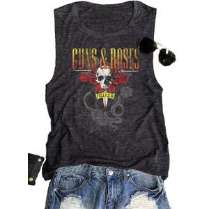 VKEGNIO Vintage Flower Tank Top Women Summer Graphic Sleeveless Tops Tank Bohemian Cute Print Casual Summer Shirts (Medium, Dark Grey)