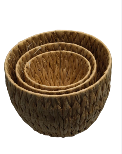 12, 10, 9in Woven Baskets, Comfortable Padding, Wheat, 3 Pc
