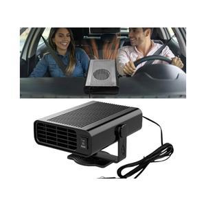 Car Heater, 12V 150W Fast Heating Windshield Defogger and Defroster, 2 in 1 Portable Heating & Cooling Fan, 360° Rotatable Heater with Plug-in Cigarette Lighter (Black)