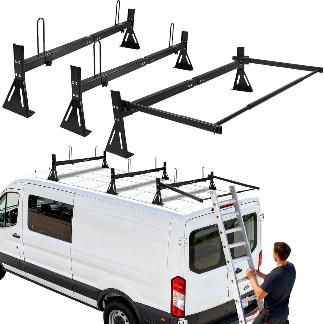 No Drilling Required Van Ladder Rack,Van Roof Rack with Cargo Stoppers,Compatible with 2013-2025 RAM ProMaster(Not City) (with Roller)