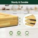 3-Piece Set Bamboo Cutting Board for Kitchen - Crack-Resistant Wood Chopping Boards with Deep Juice Grooves, Pre-Oiled Butcher Block for Meat, Vegetables & Cheese, Natural