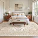 zesthome 5x7 Area Rugs - Ultra-Thin Washble Rug, Stain Resistant Anti Slip Backing Rugs for Living Room,Bedroom, Vintage Home Decor Area Rug