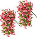 INQCMY Artificial Flowers for Outdoor Spring Summer Decoration Faux Silk Morning Glory Fake Hanging Flowers UV Resistant Look Real for Home Porch (Hot Pink-2B)