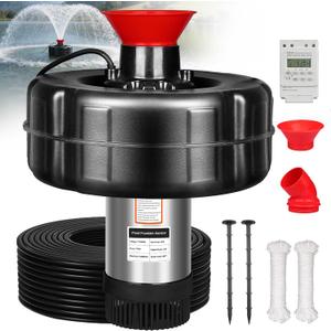 Pond Fountain Aerator with Timer 1HP 750W Floating Fountain Pump Stainless Steel Housing &100FT Power Cord, 15000 GPH, Rustproof & Weather-Resistant, Dual-Use Aeration & Irrigation for Ponds & Lakes