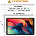 For URAO C107 Tablet 10.1 Inch Android 15 Screen Protector, 9H Hardness, Anti-Scratch,10.1 Inch Android 16 15 14 Upgraded Tablet Tempered Glass, [9.09'' x 5.70'', 231mm x 145mm], 2 Pack