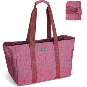 BALEINE Soft 9 Gallon Extra Large Utility Tote, Foldable Reusable Storage Bag (Berry Pink)