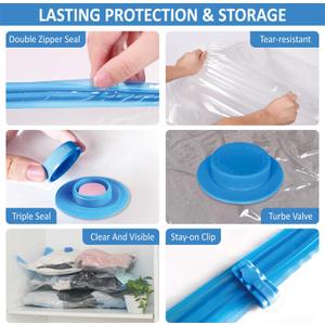 Vacuum Storage Bags with Rechargeable Wireless Electric Pump for Luggage, Suitcase, Carry-on Size Vacuum Seal Compression Space Saver Bags for Clothes and Clothing Travel