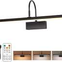 Battery Operated Picture Light with Remote, 24 inch Wireless Rechargeable Art Light with Timer, Dimmable 3CCT Gallery Lighting for Paintings, Portraits, and Canvas (Black), 23.6inch