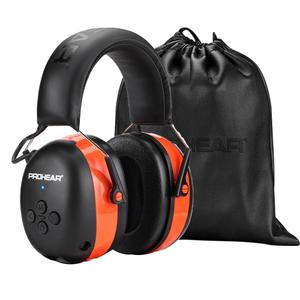 PROHEAR 037 Bluetooth 6.0 Hearing Protection Headphones with Rechargeable 1500mAh Battery, 30dB SNR Safety Noise Reduction Ear Muffs 120H Playtime for Mowing, Workshops, Snowblowing  Black