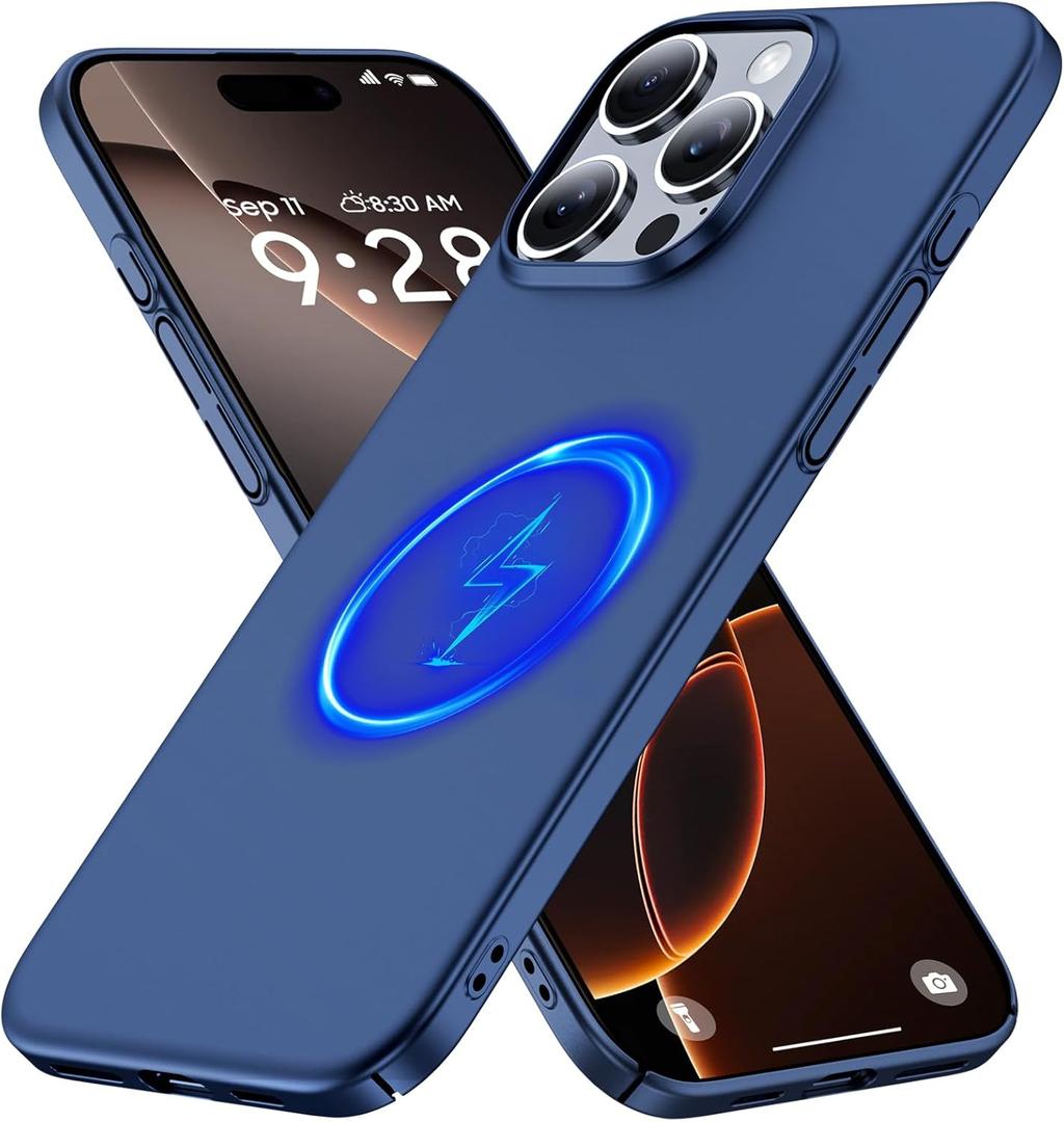 Magnetic Ultra Thin Frosted Designed for iPhone 16 Pro Max Phone Case 6.9 inch(2024) Slim Minimalist Lightweight Matte Hard PC Compatible with Magsafe Cover Protective Bumper Case-Navy Blue