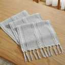 Wracra Rustic Hemstitch Table Runner, Linen Farmhouse Table Runners 72 Inches Long with Tassels for Dining Kitchen Coffee Table Decor, Party and Dresser Decor (Grey, 13"×72")