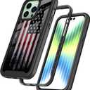 Retro Vintage Black USA American Flag Design Compatible with iPhone 15 Pro Max Case for Boy Man Luxury Shockproof Rugged Cover Dual Layer Soft TPU + Hard PC Bumper Full-Body Protective Case