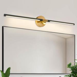 Modern Bathroom Light Fixtures Over Mirror 43 Inch, 33W 360° Rotatable Dimmable 4000K Led Vanity Light Bar, Black and Gold Bathroom Vanity Lights Above Mirror