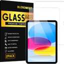 BLOSOMEET 2 Pack Screen Protector for iPad 11th A16 2025 & 10th Generation 10.9 Inch 2022, HD Clear 9H Hardness Tempered Glass [Face ID & Apple Pencil Compatible] Ultra Sensitive Case Friendly