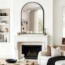 FGU Arched Bathroom Mirror for Over Sink 40"x28" Black Vanity Mirror