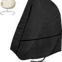 Patio Hanging Egg Chair Cover Single Seat, 600D Heavy Duty Waterproof Outdoor Wicker Swing Egg Chair with Stand Protector Fits up to 75L x 45W Inches (Black)