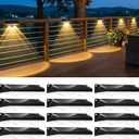 Brightown 12 Pack Solar Lights Outdoor Waterproof, Color Changing Solar Fence Deck Step Flood Lights, Warm White & RGBCW 11 Color, IP65 Waterproof Garden Lights for Outside Backyard Yard Step Patio