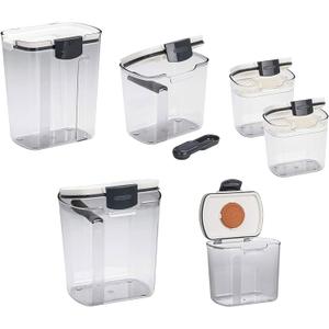 Progressive ProKeeper Baker's Airtight Kitchen Storage Canister Container Set for Flour, Sugar & More, Keeps Ingredients Fresh, with Accessories (Multicolor, 6- Piece) Progressive ProKeeper Baker's Airtight Kitchen Storage Canister Container Set for Flour, Sugar & More, Keeps Ingredients Fresh, with Accessories (Multicolor, 6- Piece)