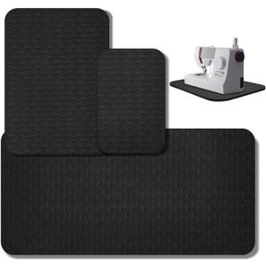 3 Pcs Sewing Machine Muffling Mat Pedal Mat Sewing Machine Pad No Slip Rubber Stay in Place Mats for Calms Vibration(Black,15 x 20 Inch,14 x 9 Inch,17 x 36 Inch)