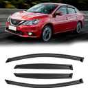 Window Visors for 2013-2019 Nissan Sentra, Rain Guards Shields Vent Deflector Shade Dark Smoke 2014 2015 2016 2017 2018 13 14 15 16 17 18 19, Tape-On, 4PCS