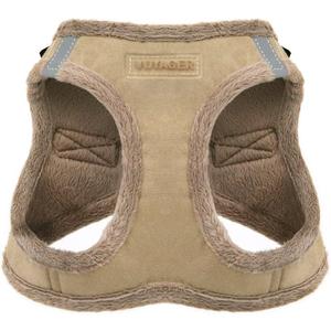 Best Pet Supplies - All Weather Plush, Reflective, No Pull Harness for Small, Medium Dogs, Cats - Secure with Hook & Loop Fastener, Buckle, Double D-Rings - Latte Suede, L