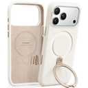 TORRAS Q3 Silicone 360 Spin for iPhone 17 Pro Case with Stand, Fit for MagSafe, Magnetic Ring Kickstand with Camera Control, Liquid Silicone Rubber Soft Phone Case for iPhone 17 Pro 6.3'', Light Ivory