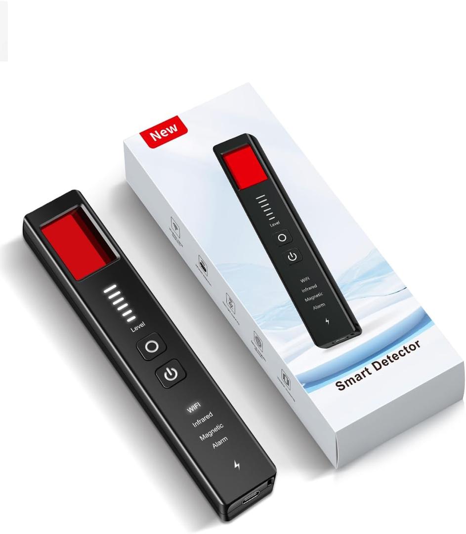 COTINSE Hidden Camera Detectors for Travel, Spy Camera Finder, Portable Hidden Bug and Camera Detector, GPS Tracker Detector with 6 Levels Sensitivity for Hotel, Car, Office, Airbnb (Single, Black)