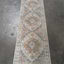 Madane Runner Rug Kitchen Runner, Hallway Runner Printed Vintage Washable Rugs Soft Non-Slip Low Pile 2x7 ft Runners for Hallways Laundry Room Rug Distressed Rug, Turmeric/Grey