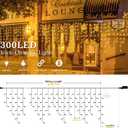 33FT 300 LED Icicle Lights Outdoor Waterproof Icicle Christmas Lights with 50 Drops Warm White String Lights for Wedding Party Holiday Christmas Indoor Decorations,Warm White