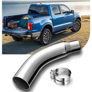 Vehisyncpro Elbow Exhaust Tip, 4 Inch Chrome Diesel Exhaust Tip with a Clamp, 4 to 6 Inch Exhaust Elbow Tip for Pick-up trucks