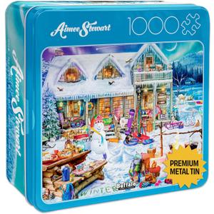 Buffalo Games - Aimee Stewart - Winterland Fun - 1000 Piece Jigsaw Puzzle for Adults - Collectible Tin Case - Finished Size is 26.6 x 19