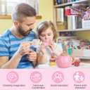 Wooden Tea Party Set for Little Girls, Toddler Girl Gifts Princess Tea Time Toys, Wooden Tea Set Food Dessert, Kids Kitchen Pretend Play, Birthday Valentines Day Gifts for Girls Age 2-5 Years Old
