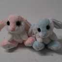 My OLi Bunny Stuffed Animal Pack of 2 Plush Rabbit 7in Stuffed Bunny with Floppy Ear Bedtime Friend Soft Toy Gifts for Girls Boys Kids, Pink & Blue (2 Pack Pink+Blue)