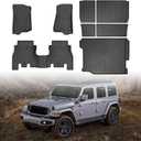Floor Mats & Cargo Liner for 2018-2025 Jeep Wrangler JL Unlimited 4X4 4 Door Accessories Backrest Mat 2 Row Liner Set All Weather TPE 3D Cargo Mat for Wrangler JL Accessories 6PCS(Not for 4XE)